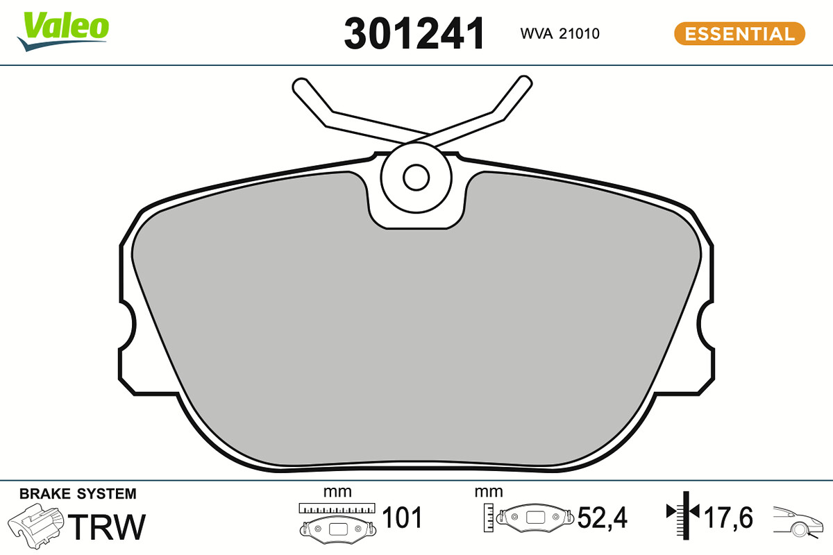 Jeu de 4 plaquettes de frein VALEO ref. 301241